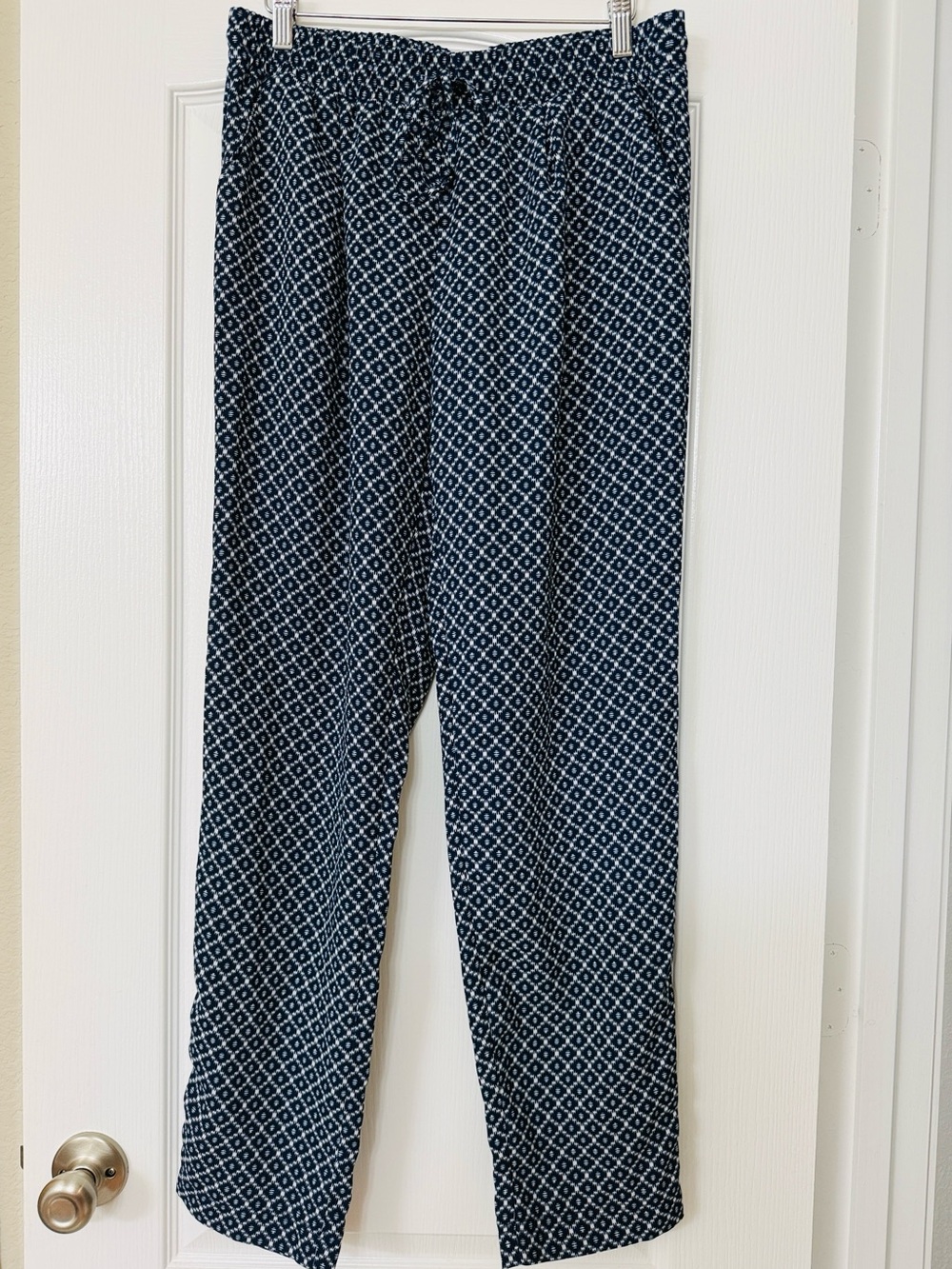Zac & Rachel • Navy Diamond Geo Print Relaxed Drawstring Leisure Lounge Pants
